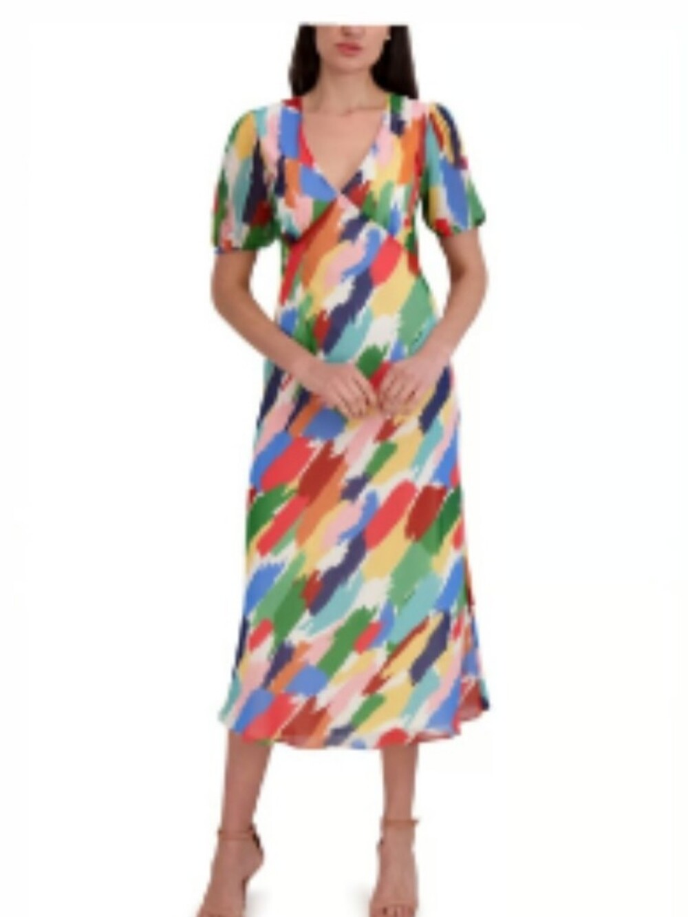 JULIA JORDAN MULTICOLOR BRUSHSTROKES PRINT OPEN BACK MIDI DRESS NWT WOMENS SZ 6